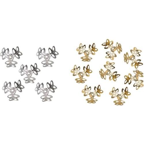 100 pcs Filigree Leaf Bead Cap Connector Findings Supplies 4x12mm