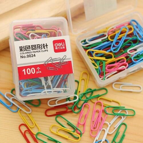 100 Pcs/Pack of 27mm Colorful Paper Clips Paper Clips Notes Classified Clips Student Stationery School Office Supplies