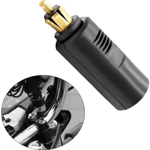 12V Black European Plug Motorcycle DIN Cigarette Lighter Socket Plug Adapter Motorbike Scooter Replacement Power Socket EU Plug