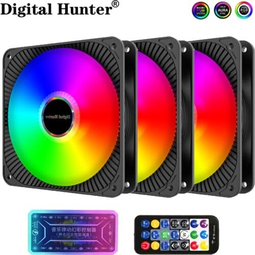 120mm PC Computer Case Fan Cooling Cooler 6PIN Adjustable RGB Led 12V Mute Ventilador 12V DC ARGB Fans Adjust Speed Aura Sync