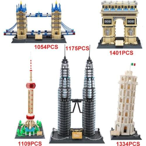 1758PCS Architecture Colosseum Building Blocks Arc De Triomphe Model World Famous Architecture Compatible City Bricks Toys Kids