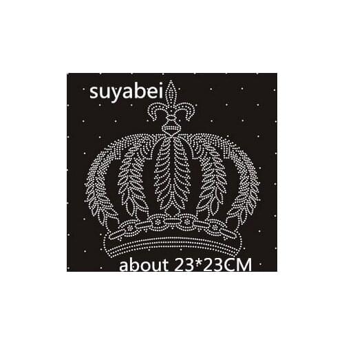 2pc/lot Big Crown patches rhinestone transfers iron on rhinestone transfer designs hot fix rhinestone applique for shirt