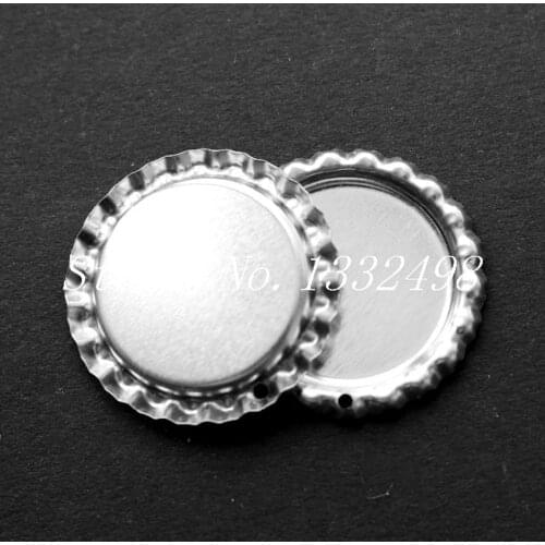 50 Pcs/Lot Flattened Chrome Bottle Caps With 1.8MM Hole Flat Metal Beer Cap, No Jump Rings for DIY Necklace Key Pendant