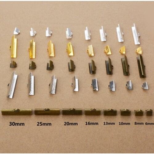 50pcs Crimp beads cove clasps Cord End Caps String ribbon leather clip Foldover Necklace Bracelet Connectors for jewelry making