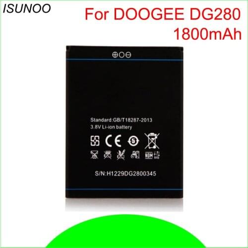 ISUNOO 5pcs/lot Battery for DG280 Smartphone 1800mAh Li-ion backup battery for DOOGEE LEO DG280 Battery Replacement 1800mAh