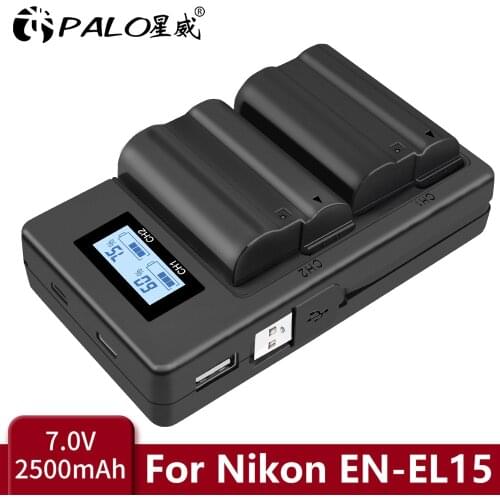 PALO EN-EL15 EN EL15 ENEL15 battery 2500mAh case for Nikon DSLR D500 D600 D610 D800 D800E D810 D7000 D7100 D7200 l15 etc