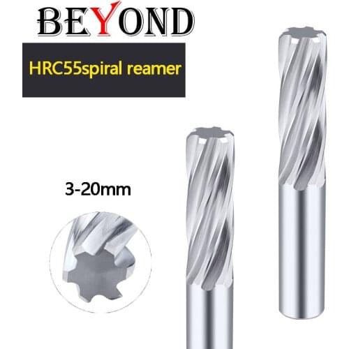 BEYOND Lengthen Spiral Reamer Tungsten Steel Machine Carbide Straight Shank 100 Long 3-20mm Cutting Dia 6 Flutes CNC
