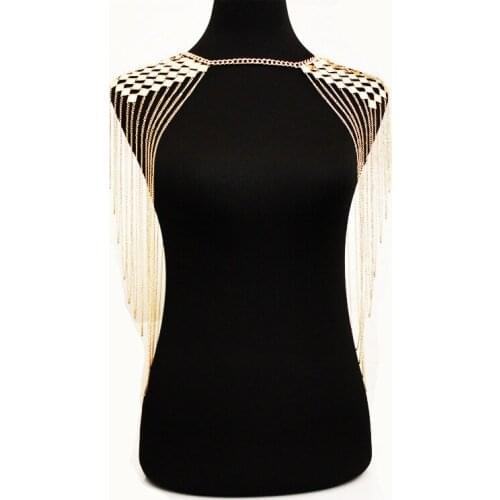 Bohemian Punk Statement Necklace Collar Shoulder Chain Geometry Of The Square Necklaces & Pendants Women Sexy Beach Body Jewelry