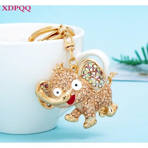 XDPQQ Fashion Jewelry Keychain Color Rhinestone Elephant Shape Keychain Alloy Memorial Gift Bag Ladies Bag Pendant