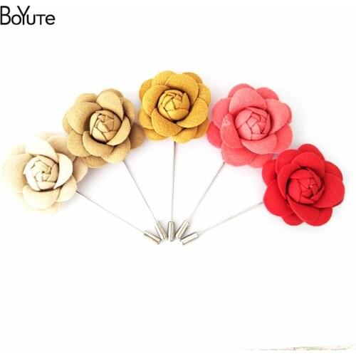 BoYuTe 10Pcs High Quality Flower Rose Lapel Pin Men Fashion Suit Pins and Brooches Groom Boutonniere