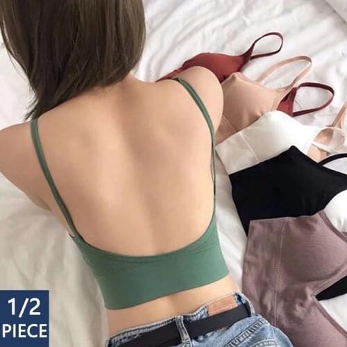 1/2PCS Sexy Bra Lingerie U Type Beauty Back Underwear Corset Seamless Bralette Lenceria Push-up Camisole Soutien Gorge Females