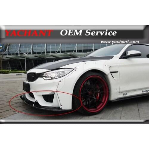 Car-Styling Fiber Glass FRP Front Bumper Diffuser 2PCS Fit For 2014-2016 F80 M3 F82 F83 M4 LB LP LW Style Front Diffuser w Rod