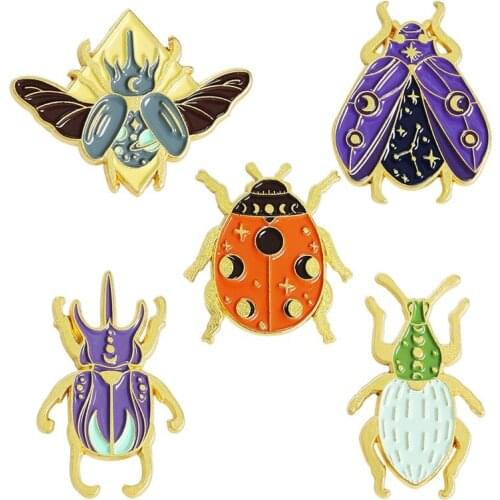 Beetle Insect Enamel Pins Custom Cute Animals Brooch Lapel Badge Bag Cartoon Jewelry Gift For Kid Friend