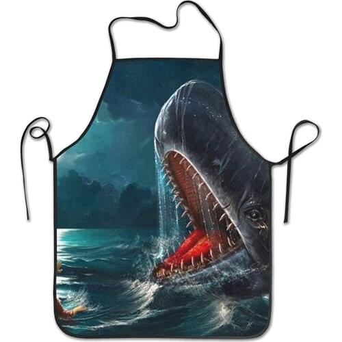 Kitchen Baking Personality Apron Restaurant Chef Garden Handmade Apron Terrible Big Shark Opening