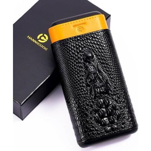 Leather Cigar Case Humidor Portable Pocket 3 Tube Holder Travel Cigar Humidor Box Storage Cigars Accessories W/ Gift Box