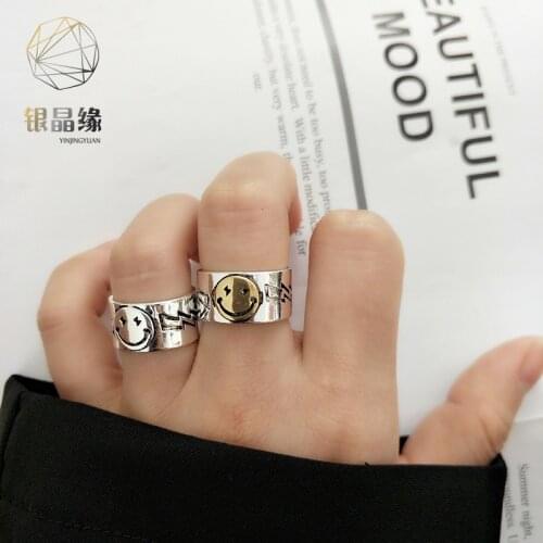 Creative smiling couple rings men and women new fashion women adjustable ring jewelry men and women bar nightclub jewelry wholes
