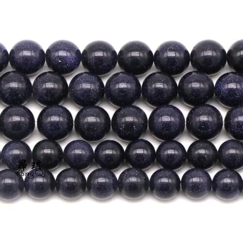 1strand/lot 4 6 8 10 12 mm Natural Blue Sand Stone Charm Round Beads Loose Spacer Bead For Jewelry Making DIY Necklace Bracelet