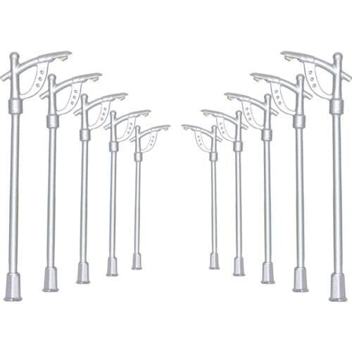 LNH10 10pcs Model Railway Lamppost lamps Street Lights N Z Scale LEDs NEW Warm White