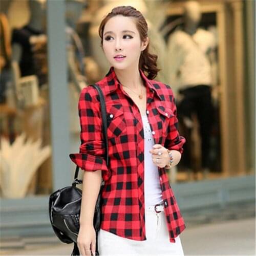Lovepeapomelo Women's Plaid Shirts