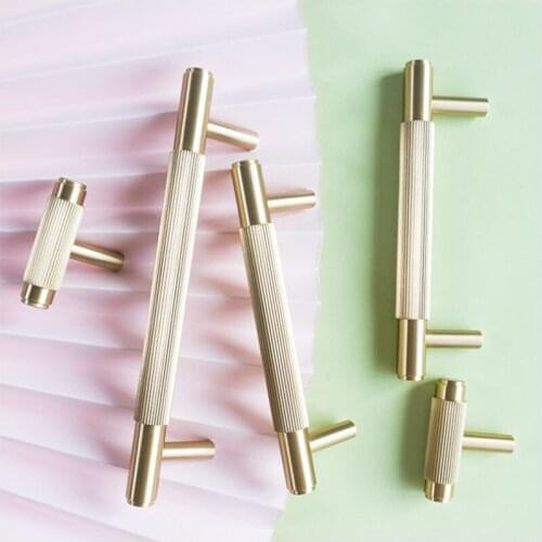 Furniture Handle Gold Brass Furniture Handles Modern Brass Wardrobe Dresser Cupboard Cabinet Drawer Shoe Box Wine Bar Pulls Knob