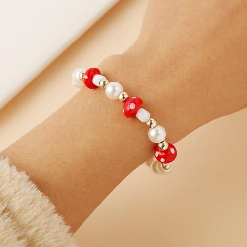 Makersland Red Mushroom Pendant Necklace Cute Food Shape Sweet Korean Chain Necklace Prensent For Girls Women Collar Accessary