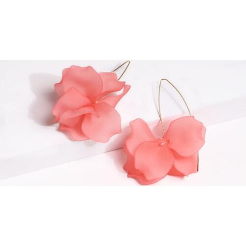 Fashion Acrylic Resin 10 Colors Flower For Women New Design Bohemia Sweet Floral Hanging Statement Earrings Wedding Boho Jewelry