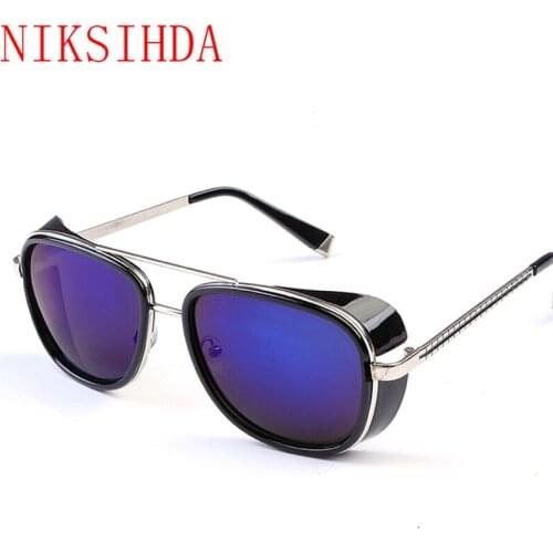 2019 men and women from the hot style iron man metal wind sunglasses impact resistance box personality retro sunglasses