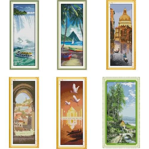 Landscape Joy Sunday Niagara Falls Counted Cross Stitch Kits 11CT 14CT DMC Cross Stitch Set for Embroidery Home Decor Needlework