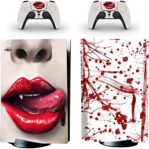 Blood Red Color PS5 Digital Edition Skin Sticker Decal Cover for PlayStation 5 Console and Controllers PS5 Skin Sticker Vinyl