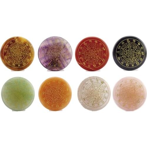 Natural Stone Religious Rune Pattern Stone Twelve Constellation Amethyst Round Accessories Non-porous Divination Aura Stone