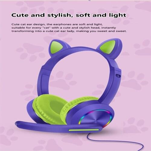 New 3.5mm High-Fidelity Gaming Wired Headset With Microphone Multicolor For Xbox One For PS4 Cute Cat Ears Luminous Headset