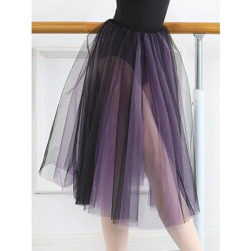 New Mesh Womens Ballerina Skirt Ballet Dresses Purple Black Double-layer Classical Dance Dress For Girls Dancewear Tutu