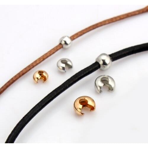 OlingArt 4MM/5MM 150pcs/lot Plating Rhodium/KC Gold mixing Ordinary quality iron Crimp Round Covers DIY Necklace Jewelry Making