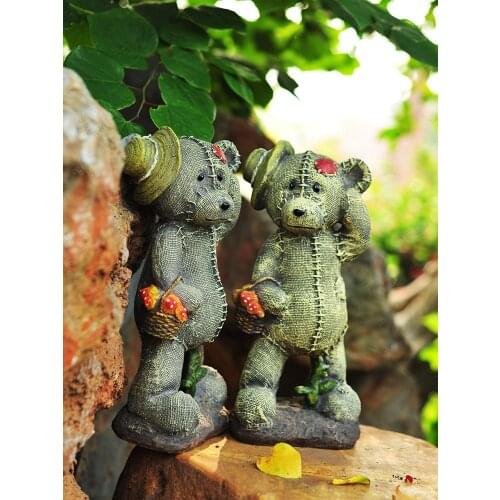 Pastoral Simulation Animal Bear Baby Resin Ornaments Home Kindergarten Furnishing Decoration Outdoor Courtyard Figurines Crafts