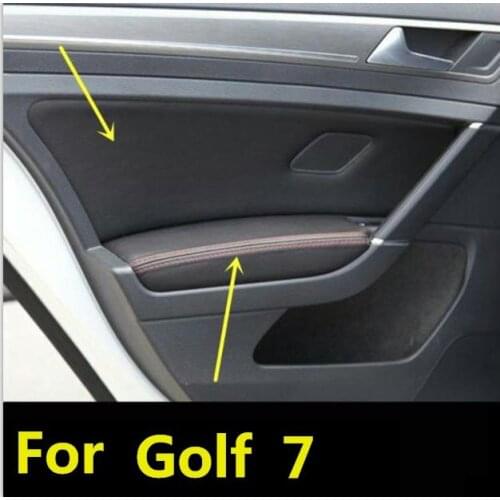 Microfiber Front / Rear Door Panel + Armrest Leather Cover Protective Trim For Golf 7 2014 - 2018 with Mount Fittings