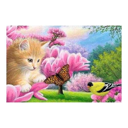 Full Diamond 5D DIY Diamond Painting Flower Cat 3D Embroidery Cross Stitch Home Decor