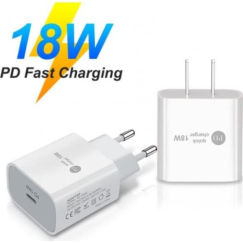 Mini Portable PD 18W Fast Charging Mobile Phone Quick Charger Adapter EU/US Plug Suitable For All Smart Phones