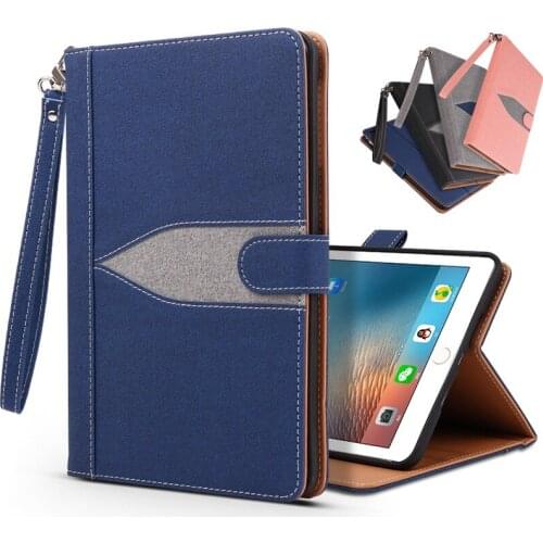 QUWIND Denim Leather With Fold and Stand Function Smart Cover For iPad234 Mini1234 iPad Air 1 2 Pro 9.7 iPad 2017 New 2018 9.7