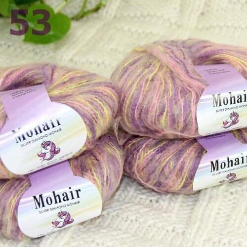 Sale New 4BallsX25g Luxury Soft Mohair Warm Wrap Shawl Hand Knit Crochet Yarn 291-53-4 Pink Violet Yellow