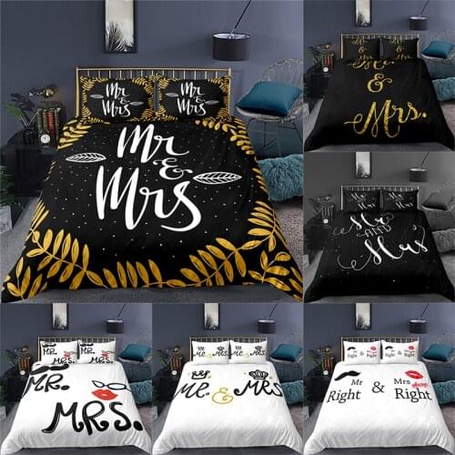 Luxury 3D Nordic Couple Print 2/3Pcs Bedding Sets Comfortable Duvet Cover Pillowcase For Soul Mate Home Decor Queen/King Size
