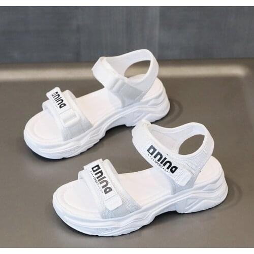 2021 New Sports Sandals for Women Summer Korean Edition Fashion Thick-soled Student Versatile Velcro Shoes for Women Beach Shoes