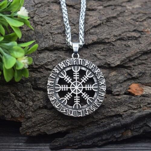 Sanlan Norse Viking Vegvisir Compass Rune necklace "Wayfinder" jewelry