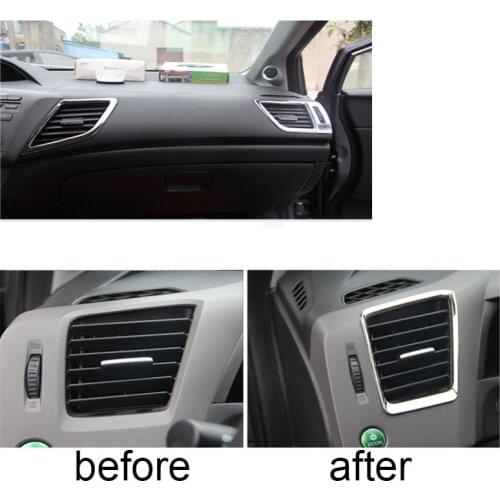 Lsrtw2017 abs car dashboard air conditioner vent trims chrome for honda civic 2011 2012 2013 2014 2015 9th 6 pcs one set