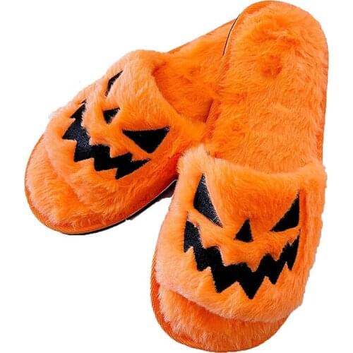 Pink Halloween Jack O Lantern Pumpkin Slippers Soft Plush Cozy Open Toe Women Indoor or Outdoor Fuzzy Slippers Gifts For Ladies