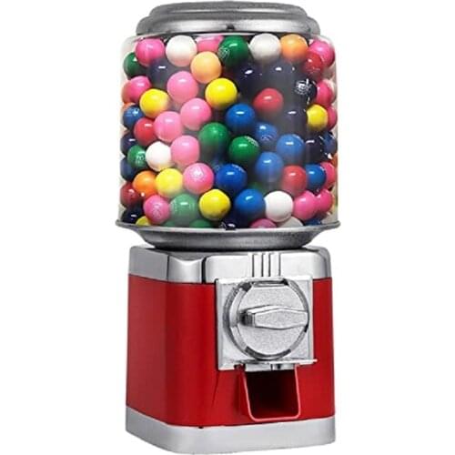 Red Style Candy Vending Machine Durable Metal Body Gumball Dispenser Machine with Key Lock Gumball Machine for Home Game Store