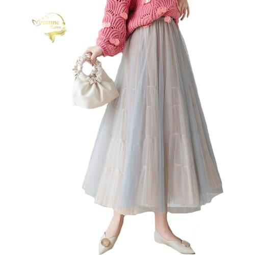 2020 Spring Summer Ladies Tulle Skirt Tutu Ankle Length 80CM Women Crinoline Bridal Petticoat Cosplay Underskirt Rockabilly Tutu