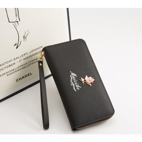 Women 2021 New Fashion Clutch Wallets New Printed Daisy Rose PU Leather Letter Large Capacity Zipper Long Purses