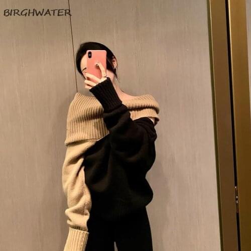 Women Sweater Autumn 2020 Off Shoulder Irregular Sweaters Cloak Poncho Pullover Long Top Shirt Blouse