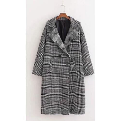 Women jacket Woolen cloth Overcoat 2020 Autumn And Winter fashion Female Middle length Loose and Show thin Plaid coat