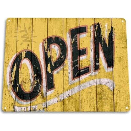 Tin Sign:Open Kitchen Cottage Store Sign Rustic Metal Decor